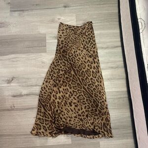 Rat & Boa Leopard Print Midi Skirt - Brown